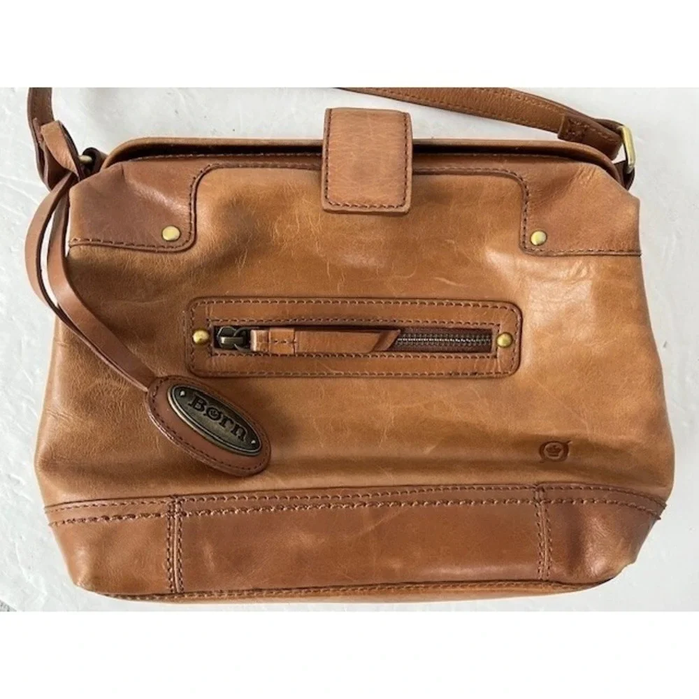 Born Concept Shoulder Bag Purse Brown Faux Leather Small Tote